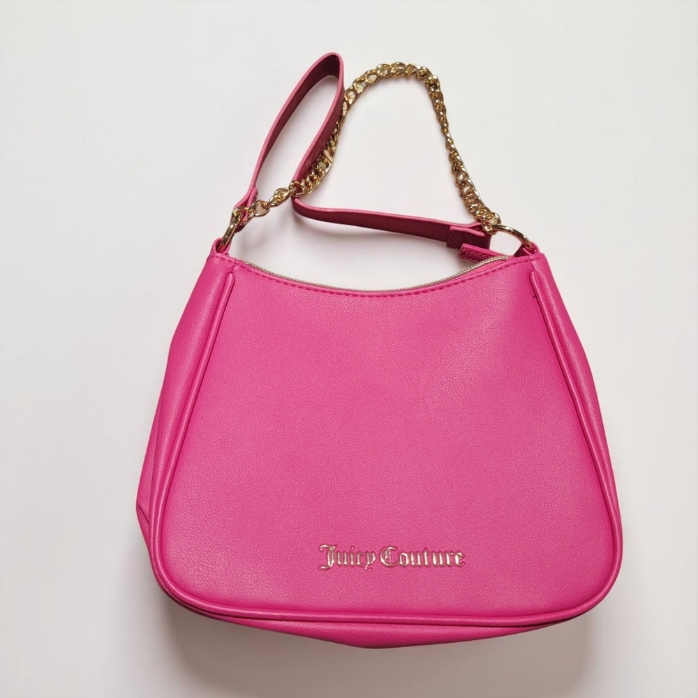 Juicy Couture Pink Crescent Shoulder Bag with Metal Accents